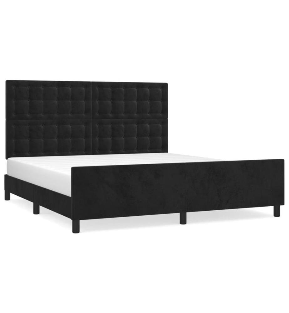 Bettgestell mit Kopfteil Schwarz 180x200 cm Samt