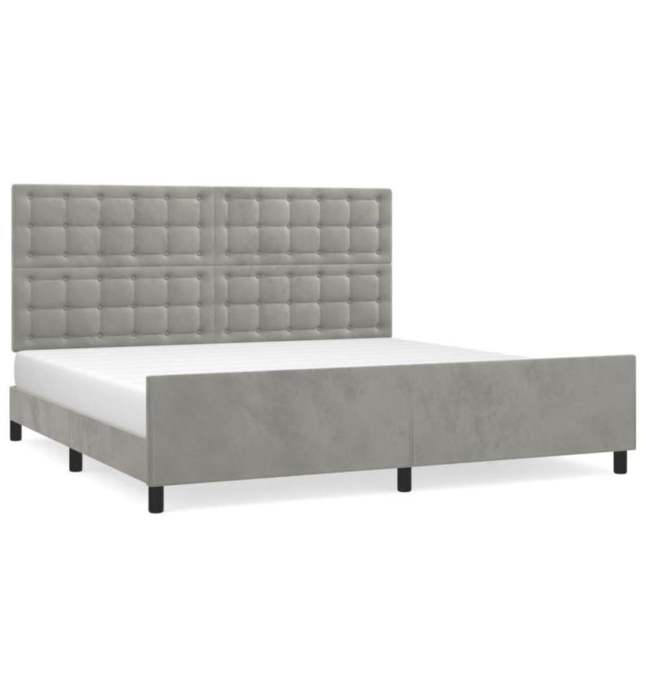 Bettgestell mit Kopfteil Hellgrau 200x200 cm Samt