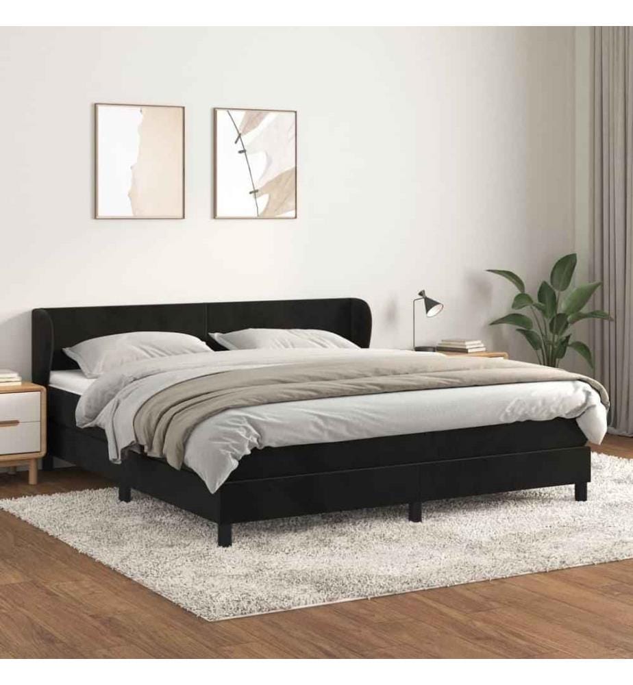 Boxspringbett mit Matratze Schwarz 160x200 cm Samt