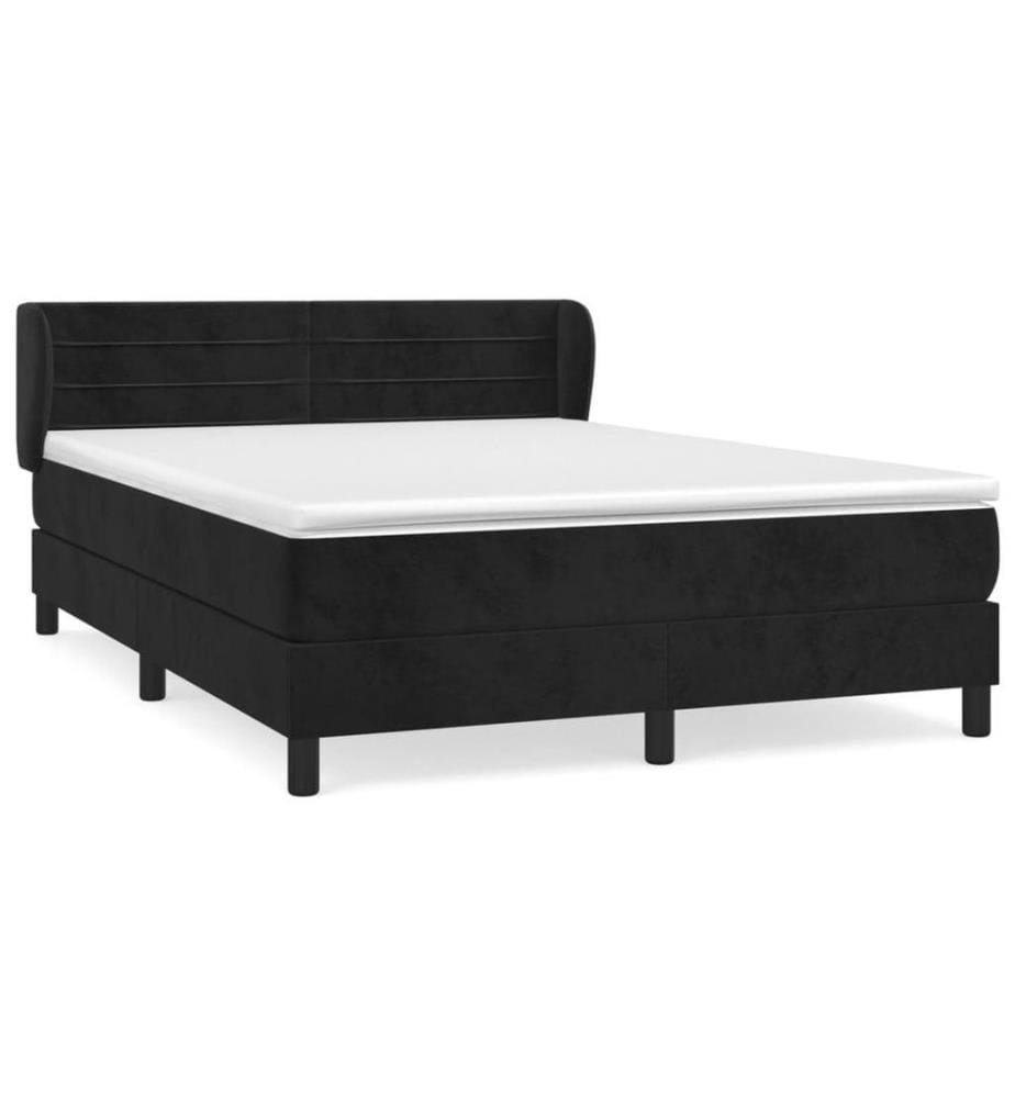 Boxspringbett mit Matratze Schwarz 140x190 cm Samt