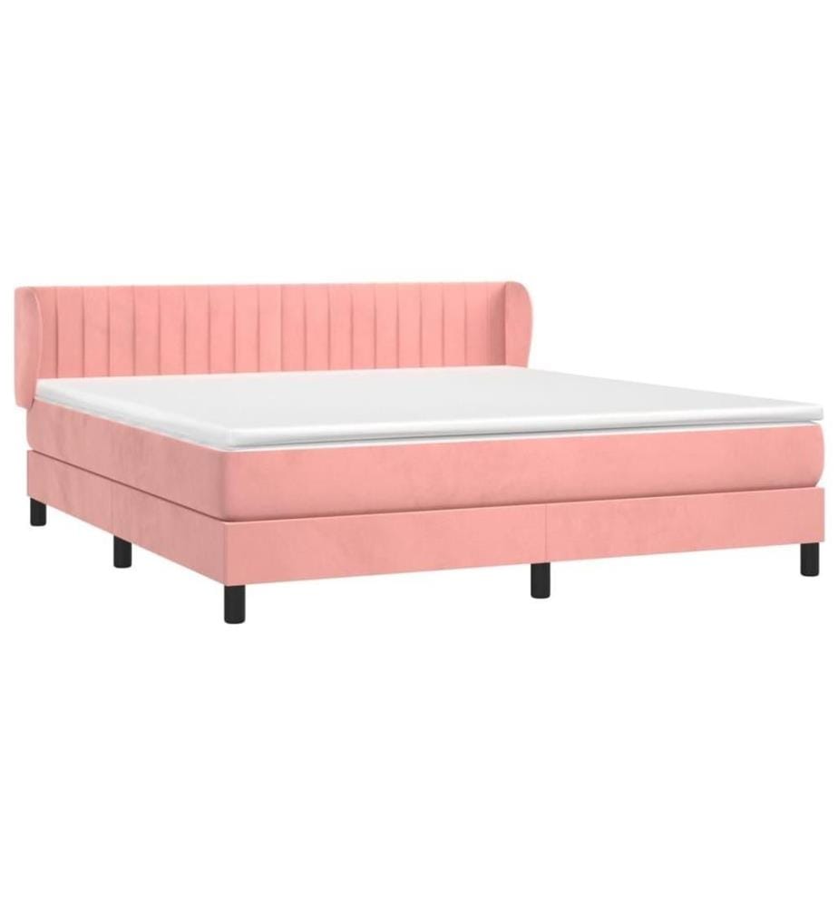 Boxspringbett mit Matratze Rosa 180x200 cm Samt