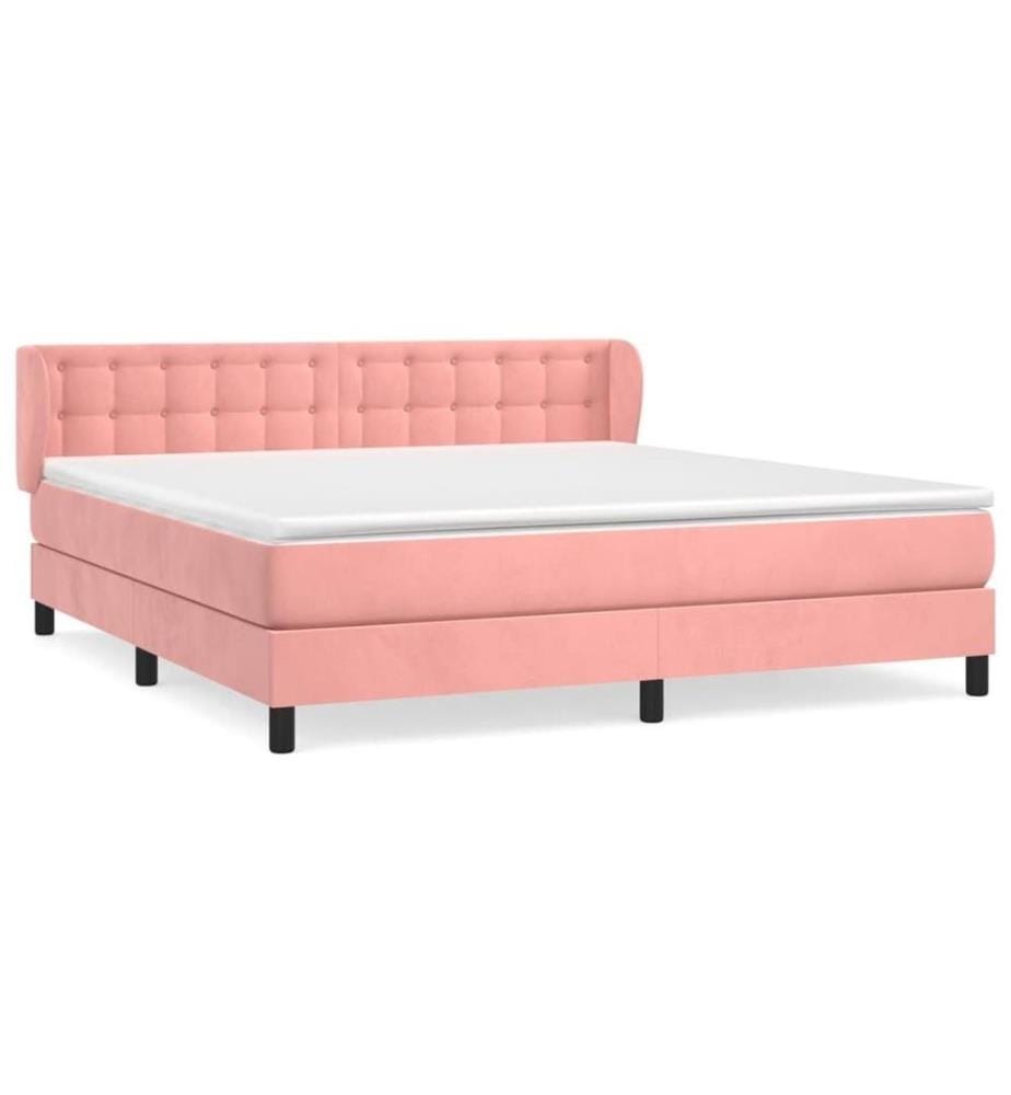 Boxspringbett mit Matratze Rosa 160x200 cm Samt