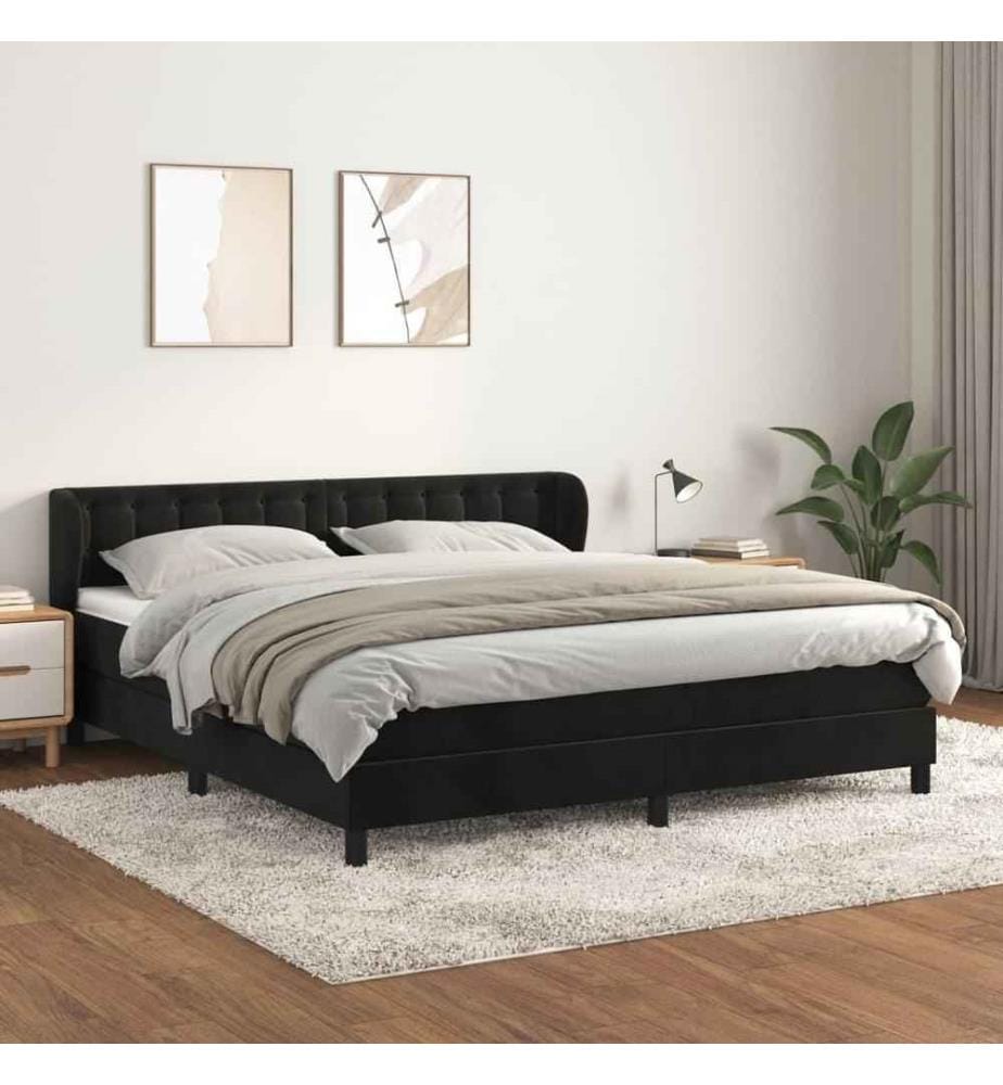 Boxspringbett mit Matratze Schwarz 180x200 cm Samt