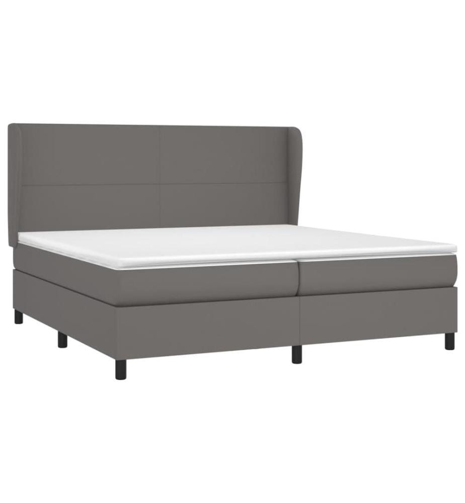 Boxspringbett mit Matratze Grau 200x200 cm Kunstleder