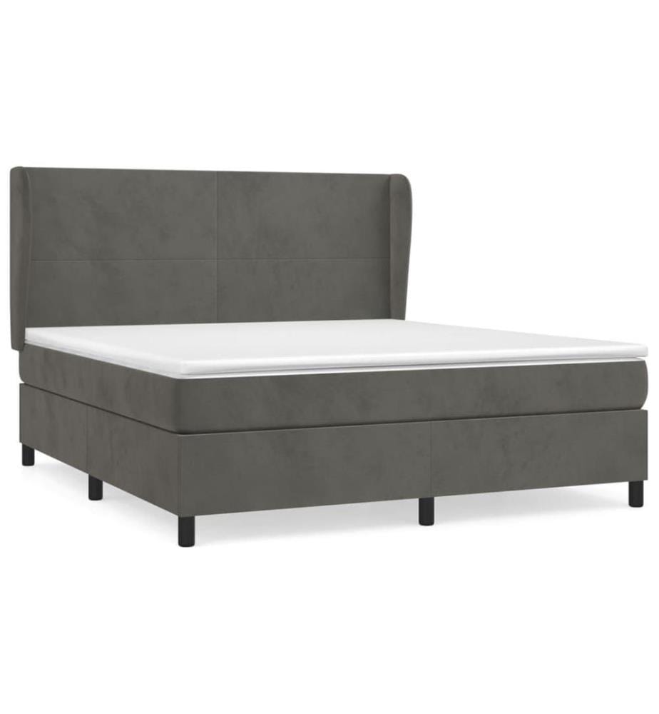 Boxspringbett mit Matratze Dunkelgrau 160x200 cm Samt