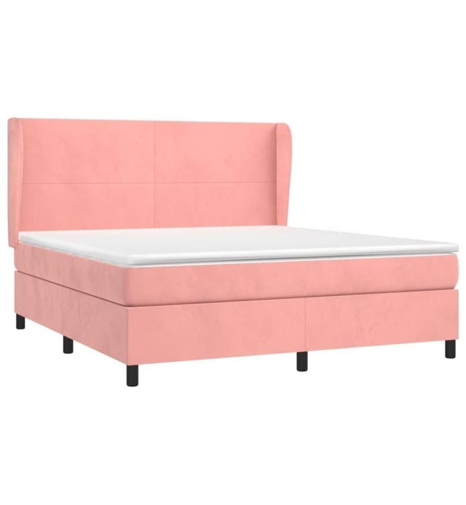Boxspringbett mit Matratze Rosa 180x200 cm Samt