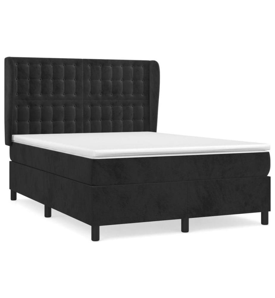 Boxspringbett mit Matratze Schwarz 140x190 cm Samt