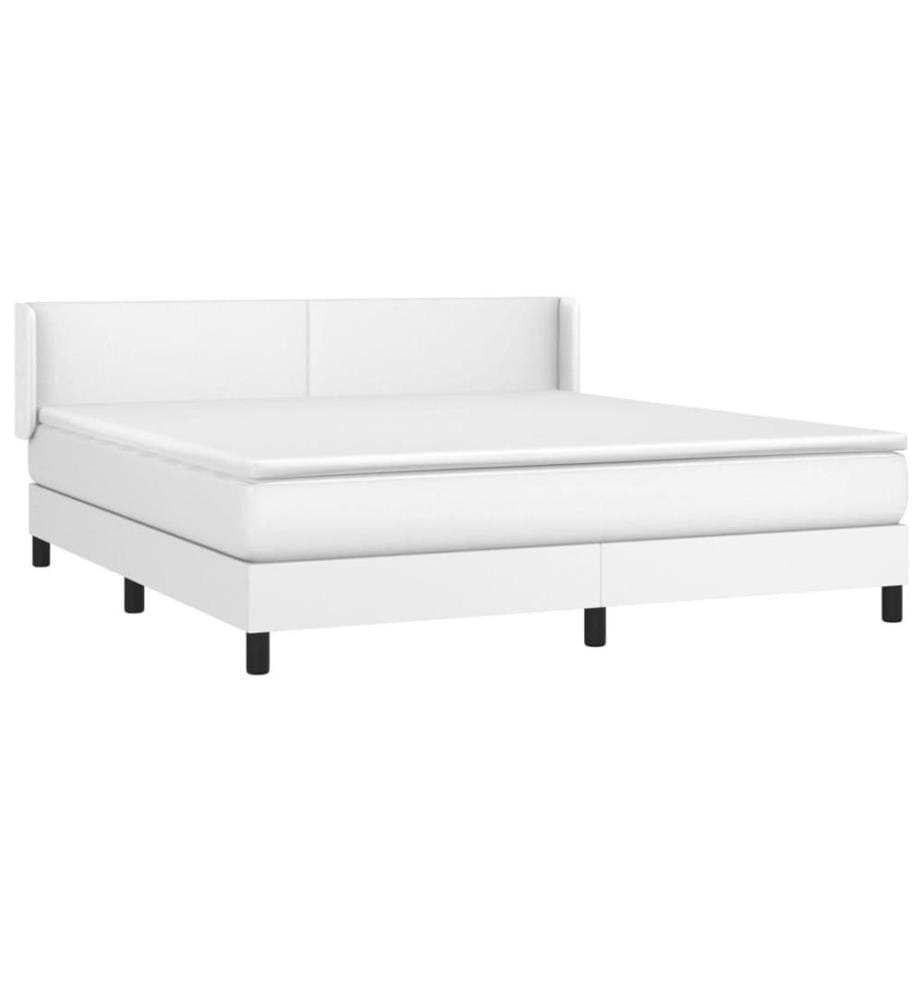 Boxspringbett mit Matratze Weiss 180x200 cm Kunstleder