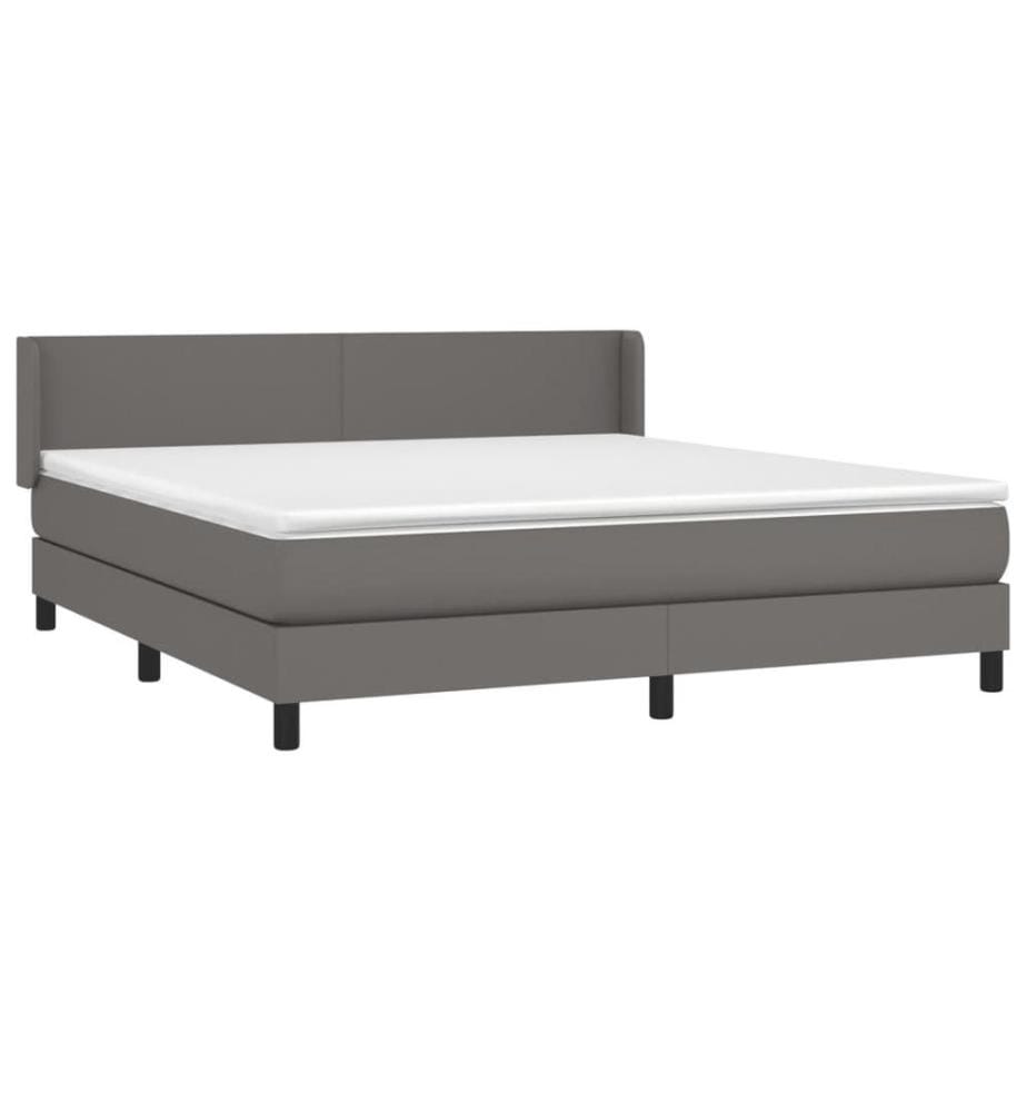 Boxspringbett mit Matratze Grau 180x200 cm Kunstleder