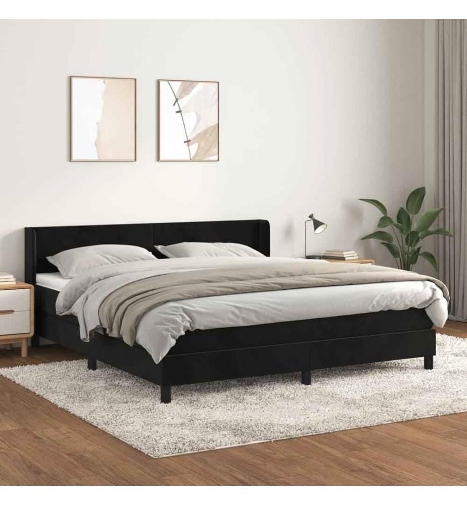 Boxspringbett mit Matratze Schwarz 180x200 cm Samt
