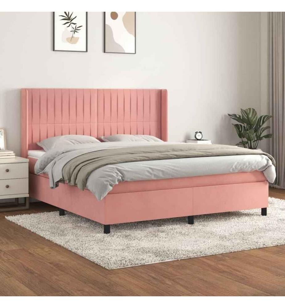Boxspringbett mit Matratze Rosa 160x200 cm Samt