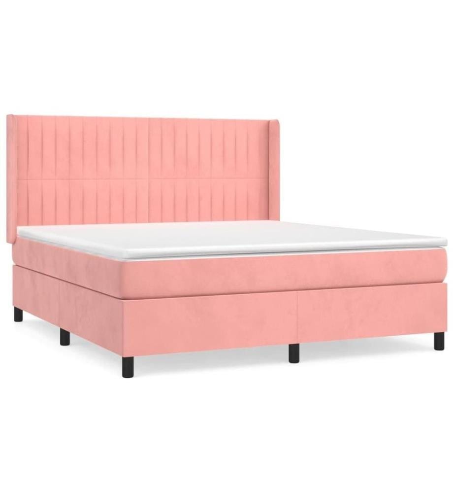 Boxspringbett mit Matratze Rosa 160x200 cm Samt