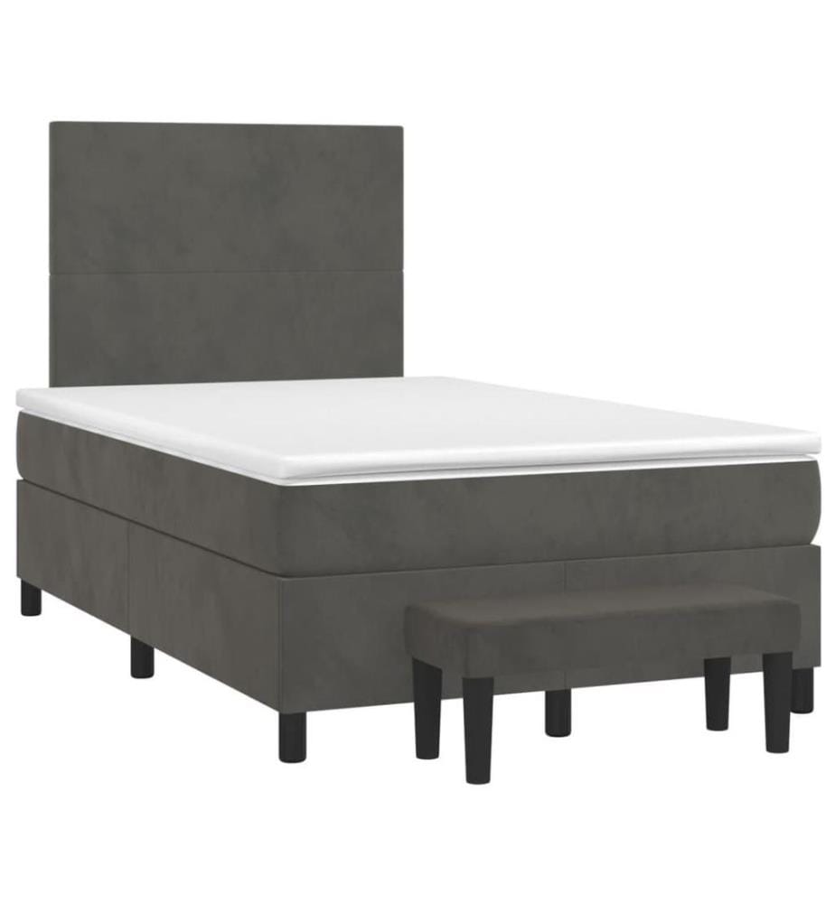 Boxspringbett mit Matratze Dunkelgrau 120x200 cm Samt