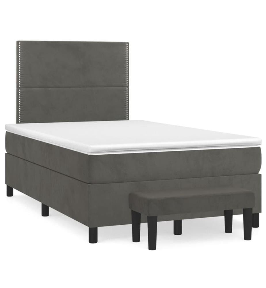 Boxspringbett mit Matratze Dunkelgrau 120x200 cm Samt