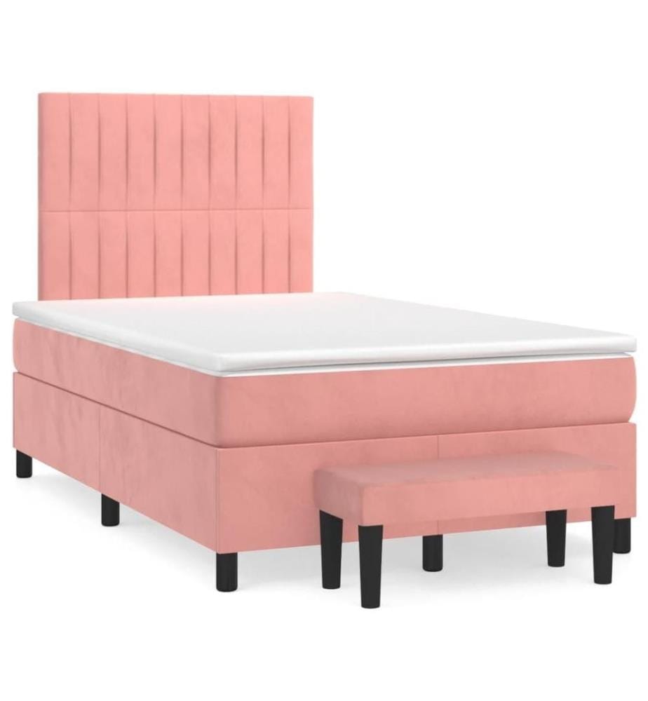 Boxspringbett mit Matratze Rosa 120x200 cm Samt