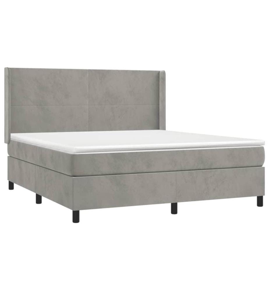 Boxspringbett mit Matratze & LED Hellgrau 160x200 cm Samt