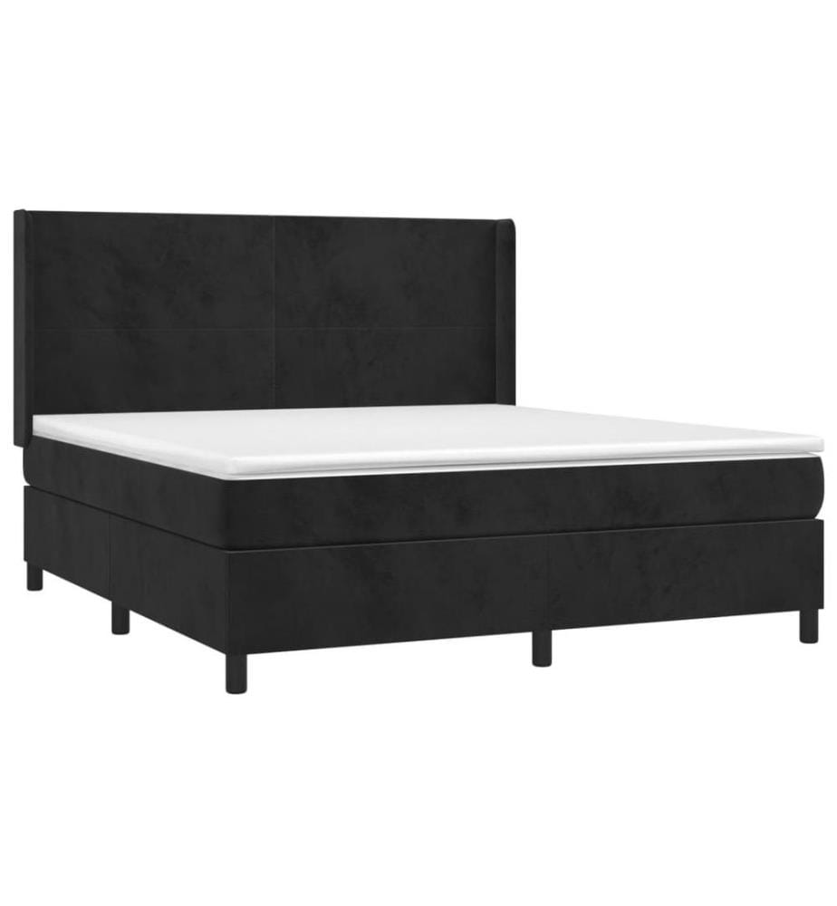 Boxspringbett mit Matratze & LED Schwarz 160x200 cm Samt