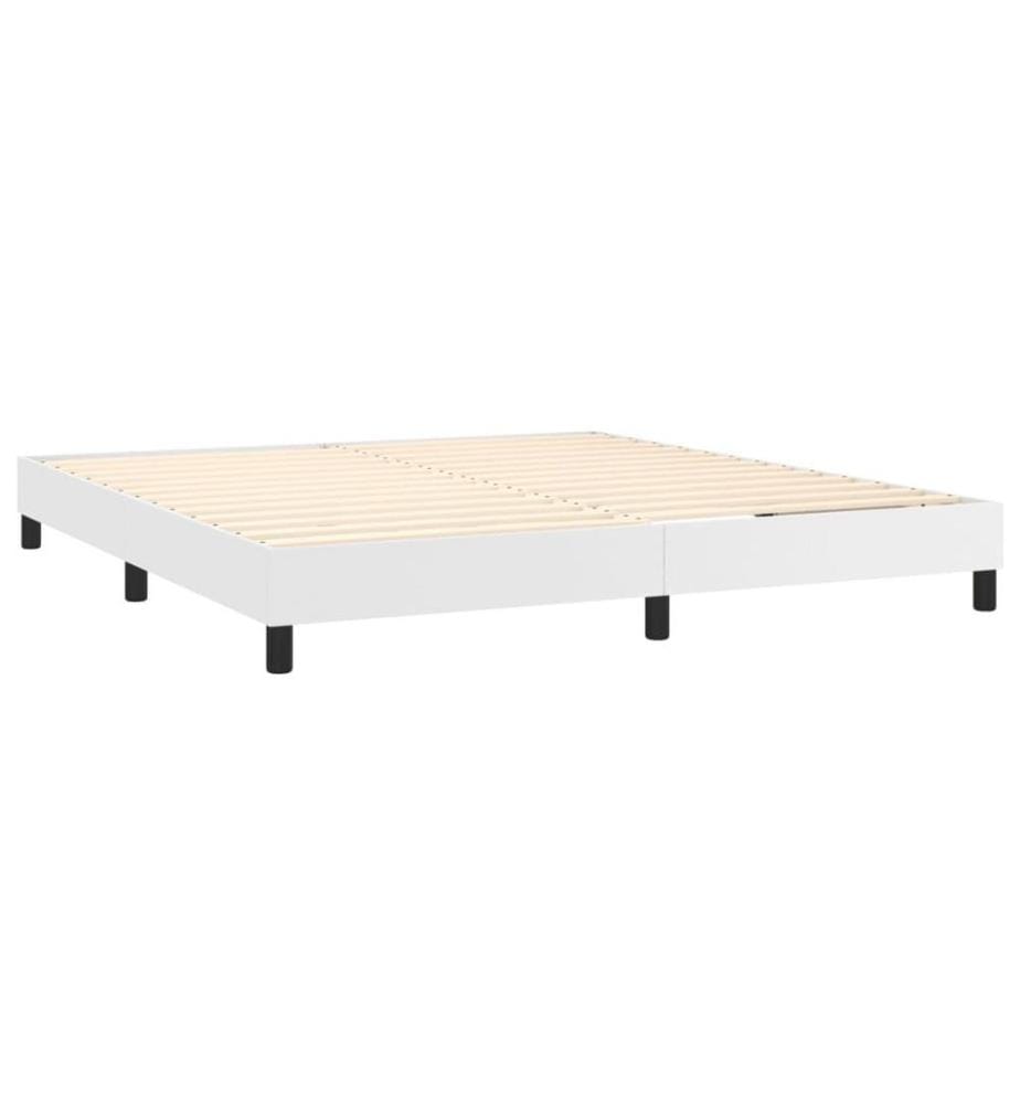 Boxspringbett mit Matratze Weiss 160x200 cm Kunstleder