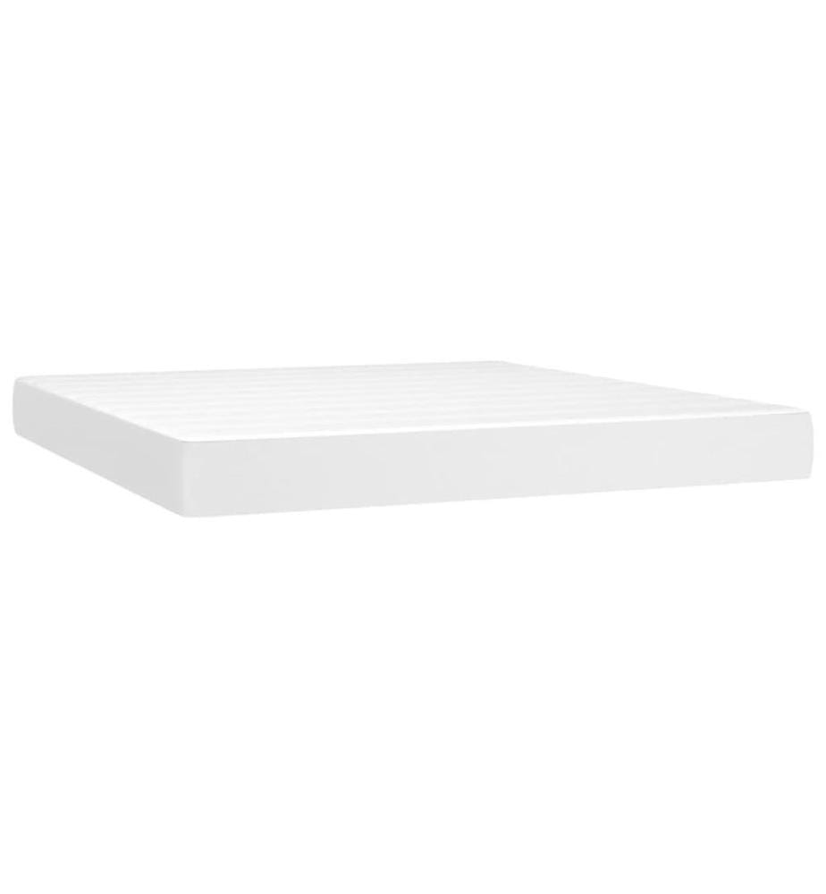 Boxspringbett mit Matratze Weiss 160x200 cm Kunstleder