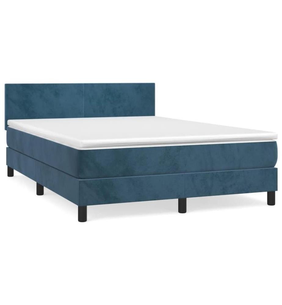 Boxspringbett mit Matratze Dunkelblau 140x200 cm Samt