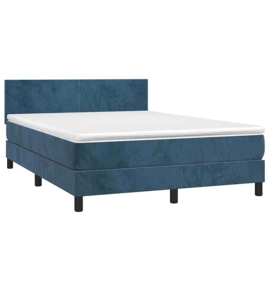 Boxspringbett mit Matratze Dunkelblau 140x200 cm Samt