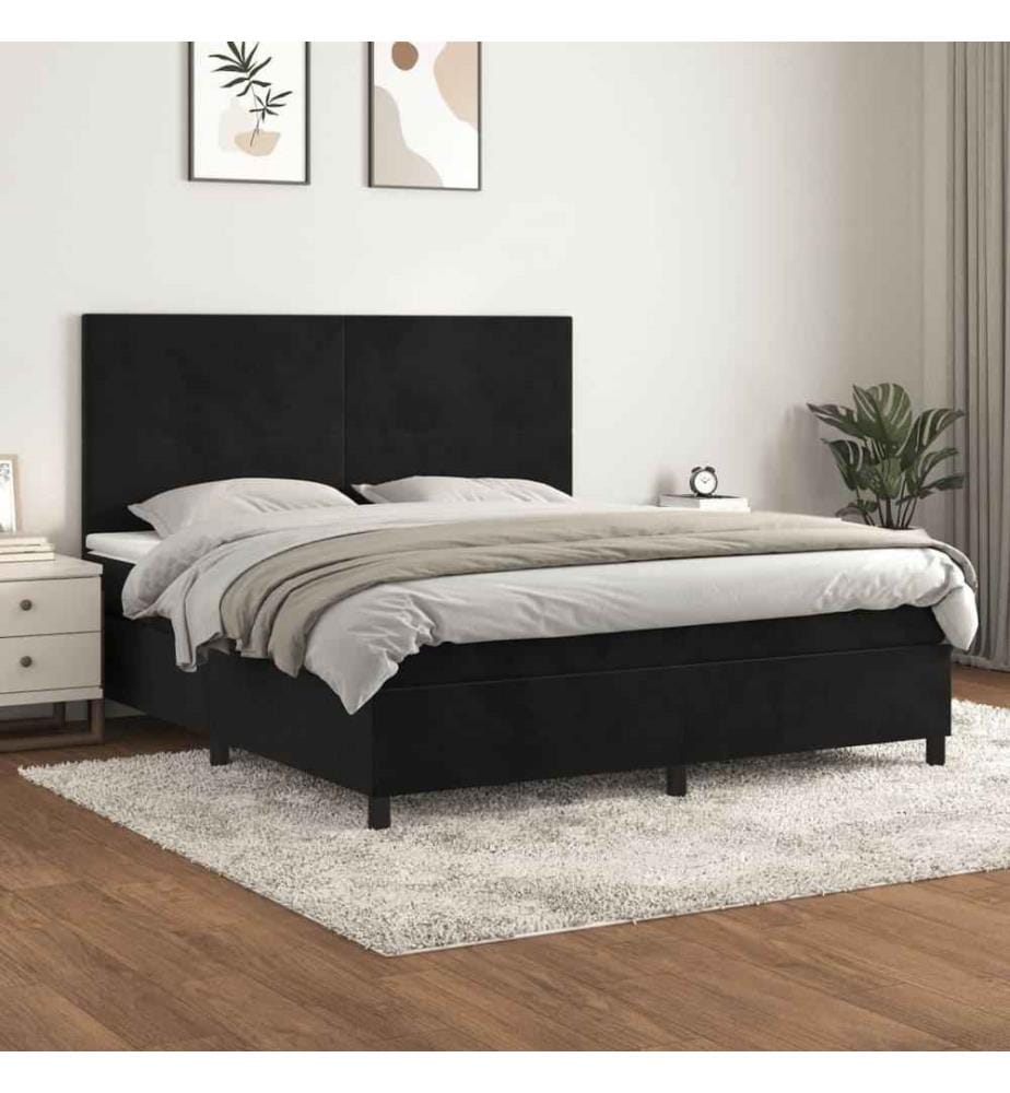 Boxspringbett mit Matratze Schwarz 160x200 cm Samt