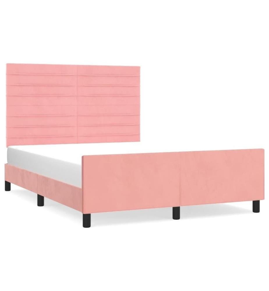 Bettgestell mit Kopfteil Rosa 140x190 cm Samt