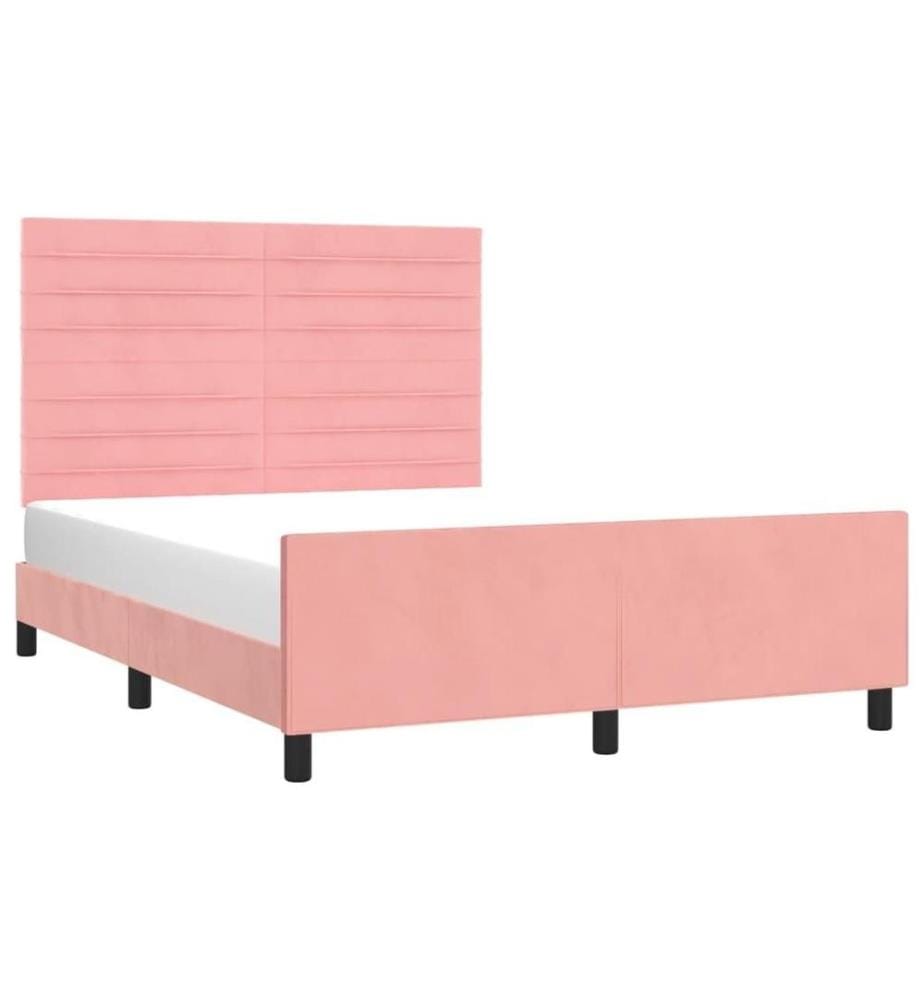 Bettgestell mit Kopfteil Rosa 140x190 cm Samt