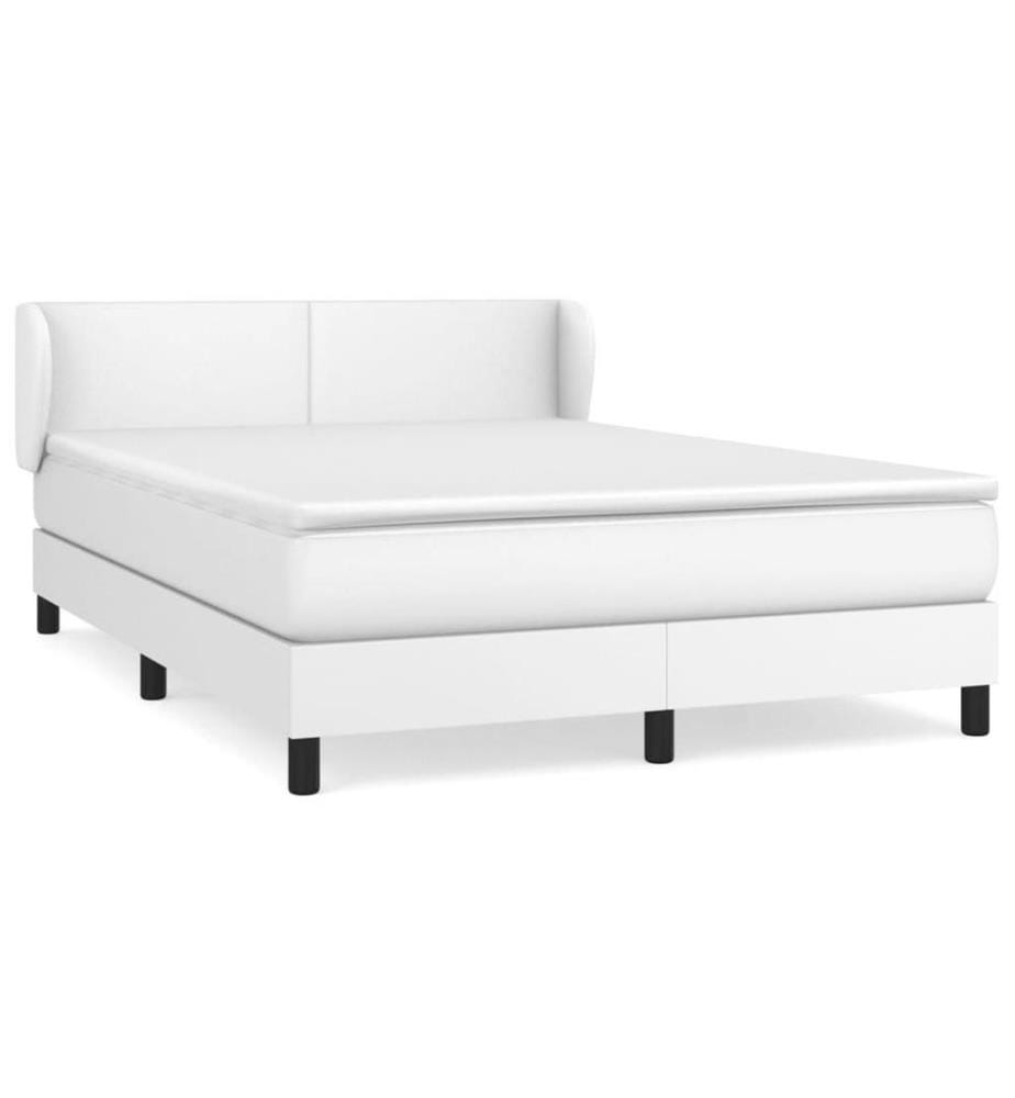 Boxspringbett mit Matratze Weiss 140x200 cm Kunstleder