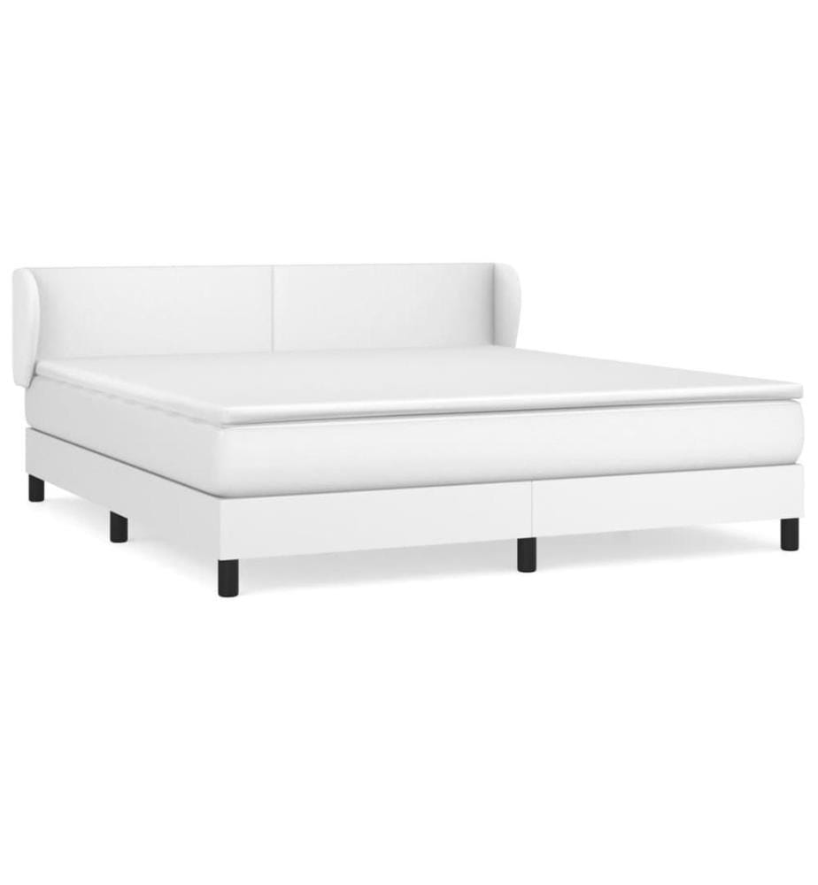 Boxspringbett mit Matratze Weiss 160x200 cm Kunstleder