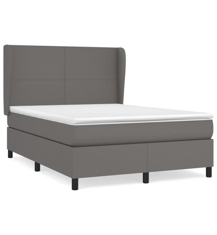 Boxspringbett mit Matratze Grau 140x200 cm Kunstleder