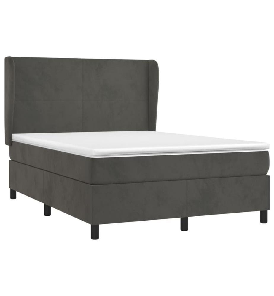 Boxspringbett mit Matratze Dunkelgrau 140x190 cm Samt