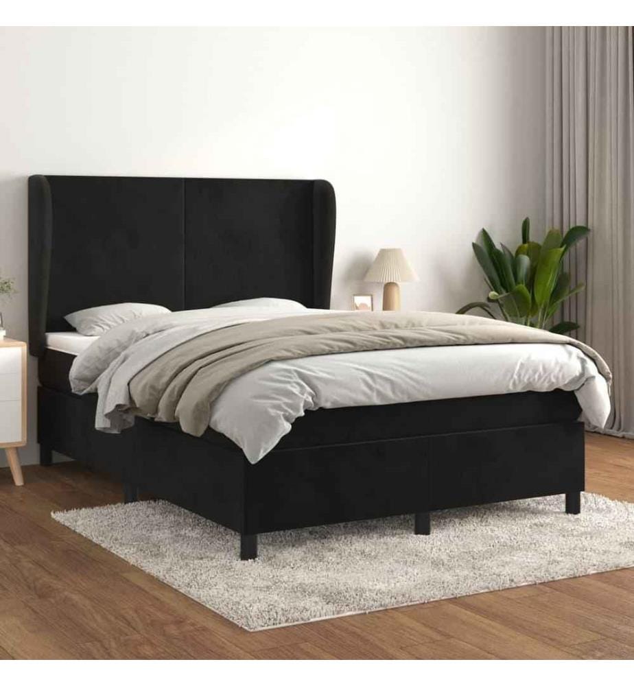 Boxspringbett mit Matratze Schwarz 140x200 cm Samt