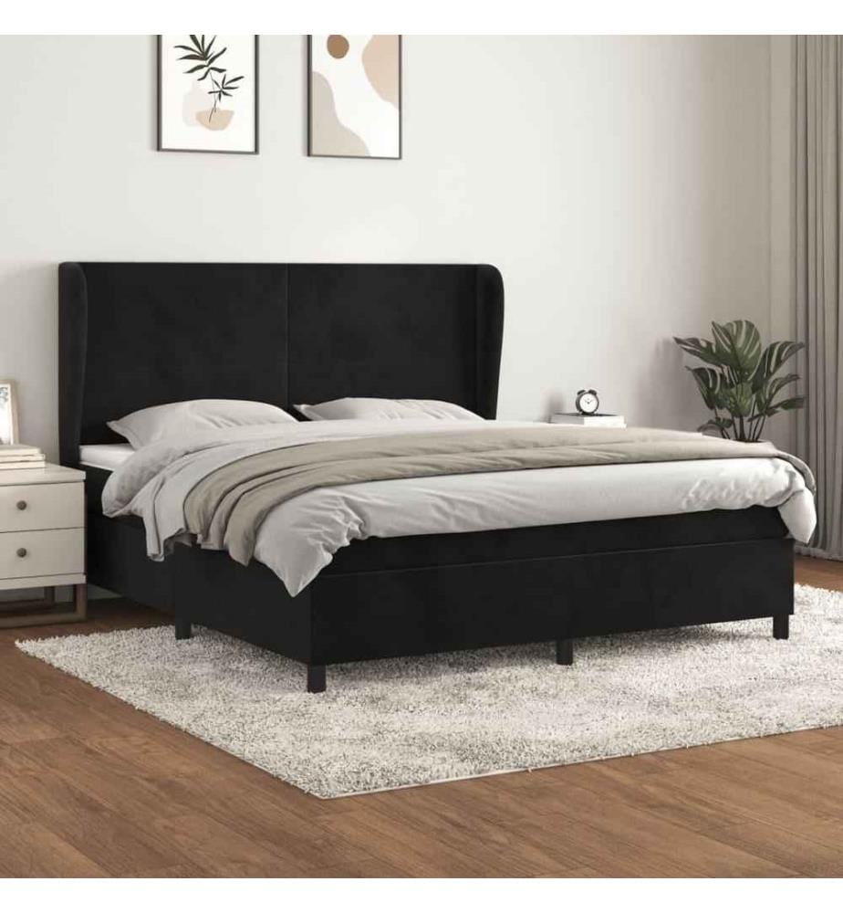 Boxspringbett mit Matratze Schwarz 160x200 cm Samt