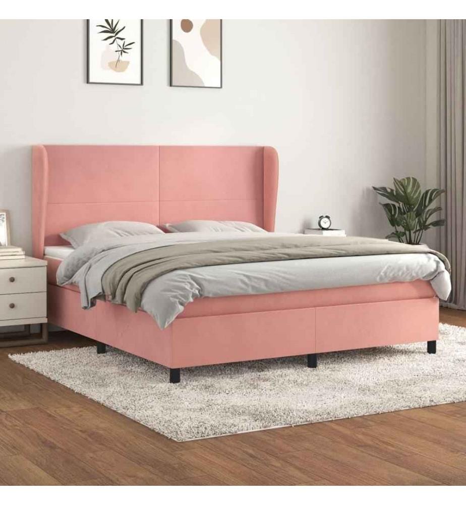 Boxspringbett mit Matratze Rosa 160x200 cm Samt