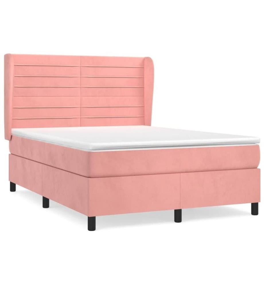 Boxspringbett mit Matratze Rosa 140x200 cm Samt