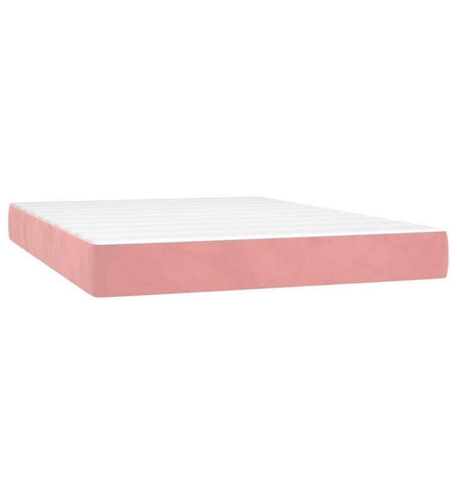 Boxspringbett mit Matratze Rosa 140x200 cm Samt