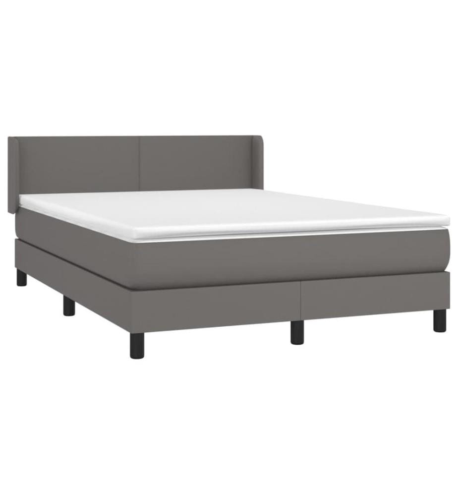 Boxspringbett mit Matratze Grau 140x200 cm Kunstleder