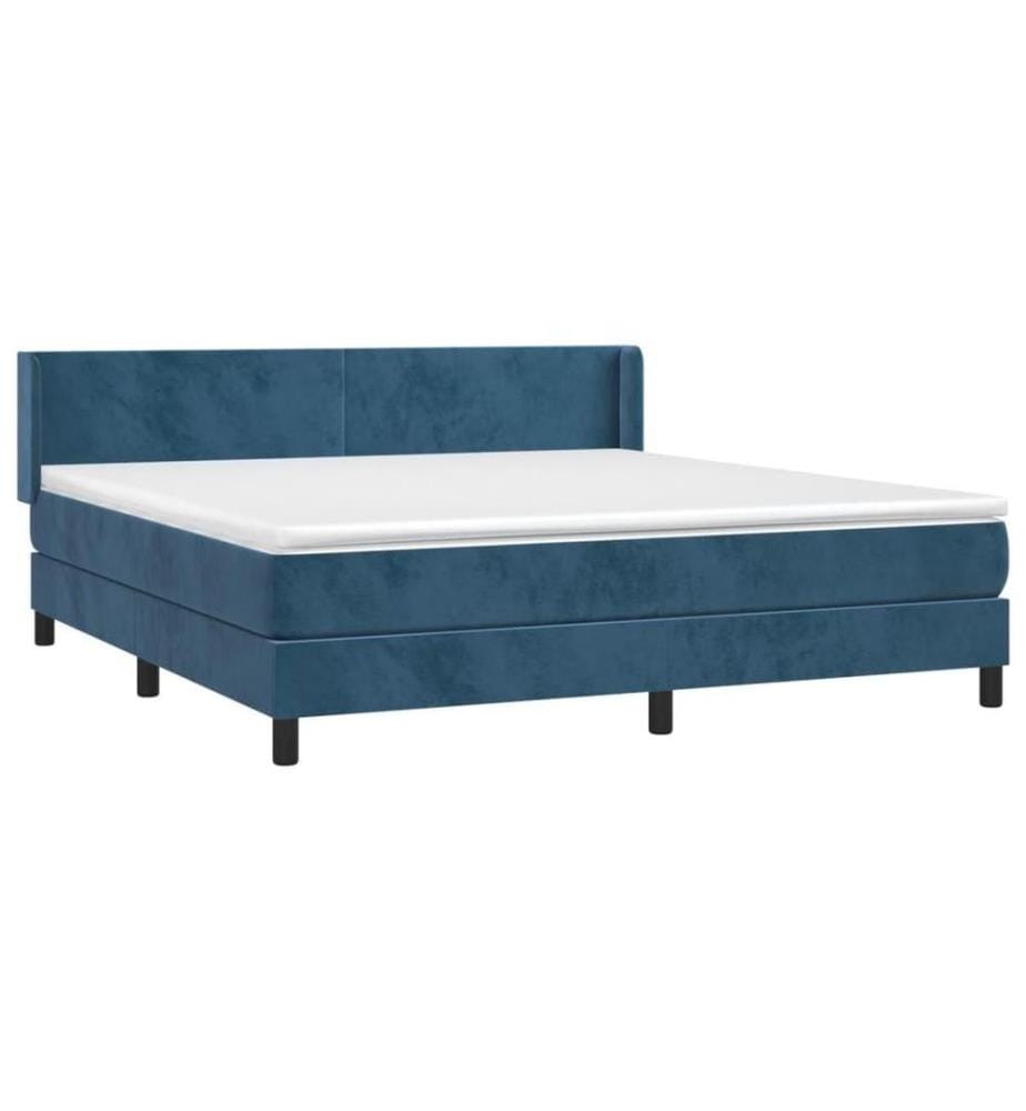 Boxspringbett mit Matratze Dunkelblau 160x200 cm Samt