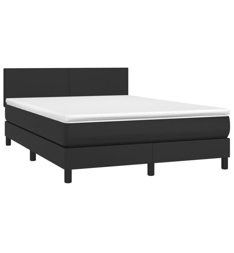 Boxspringbett mit Matratze & LED Schwarz 140x200 cm Kunstleder
