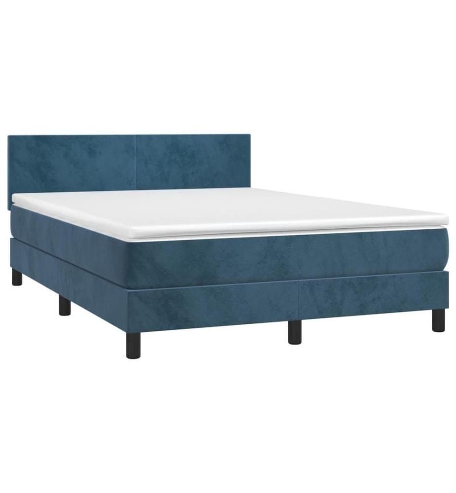Boxspringbett mit Matratze & LED Dunkelblau 140x200 cm Samt