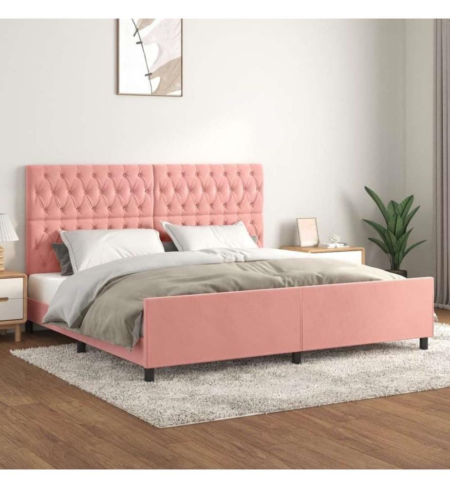 Bettgestell mit Kopfteil Rosa 200x200 cm Samt