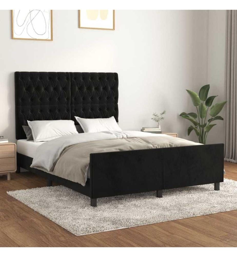 Cadre de lit avec tête de lit Noir 140x190 cm Velours