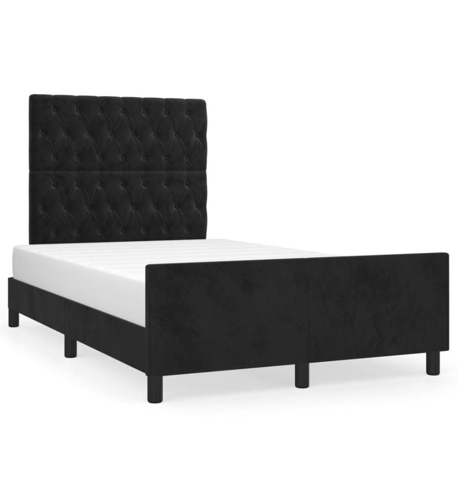 Bettgestell mit Kopfteil Schwarz 120x200 cm Samt