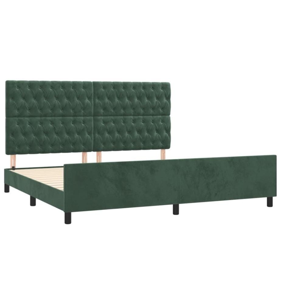 Bettgestell mit Kopfteil Dunkelgrün 200x200 cm Samt
