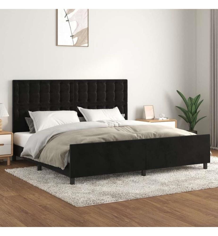 Bettgestell mit Kopfteil Schwarz 200x200 cm Samt