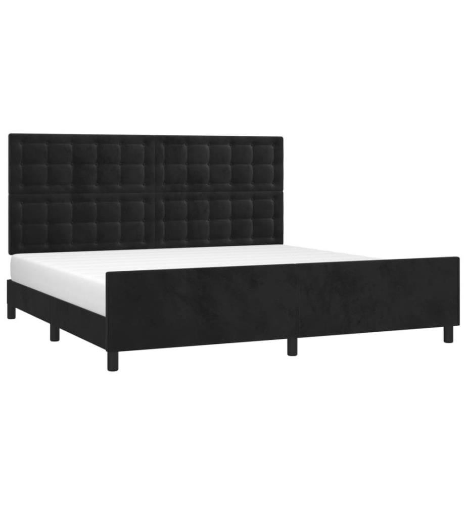 Cadre de lit avec tête de lit Noir 200x200 cm Velours