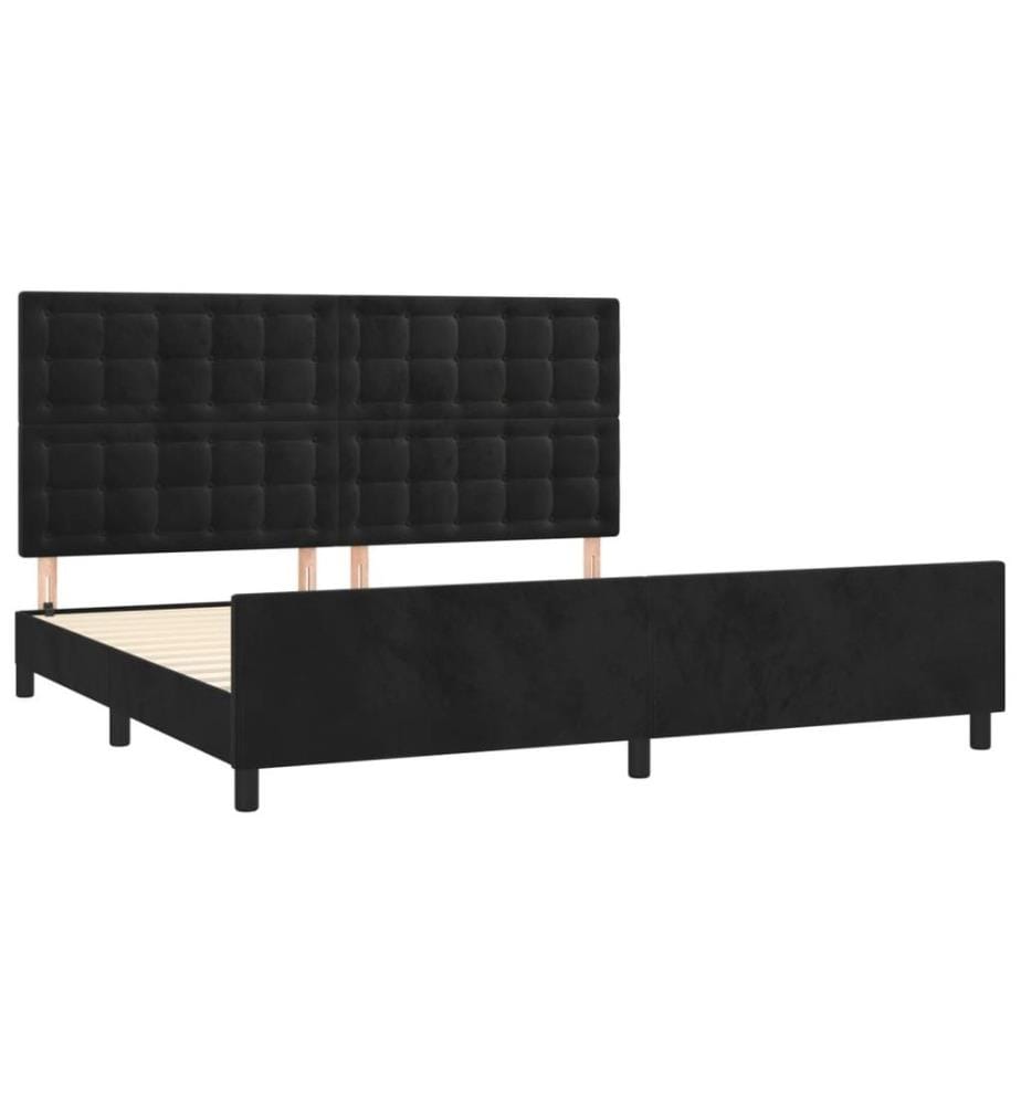 Cadre de lit avec tête de lit Noir 200x200 cm Velours