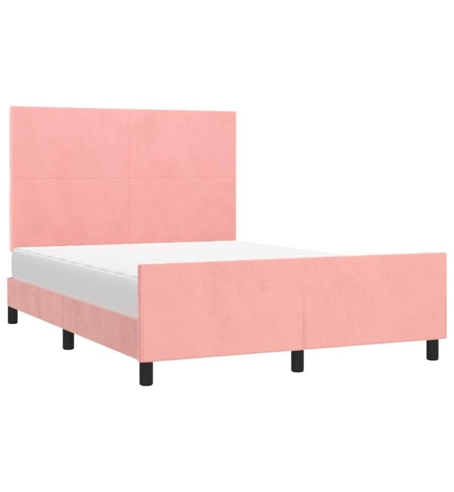 Bettgestell mit Kopfteil Rosa 140x200 cm Samt