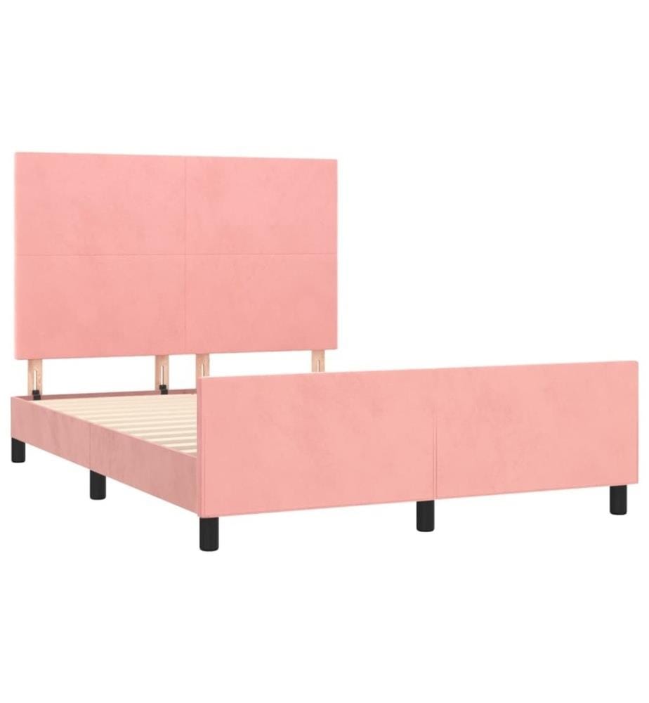 Bettgestell mit Kopfteil Rosa 140x200 cm Samt